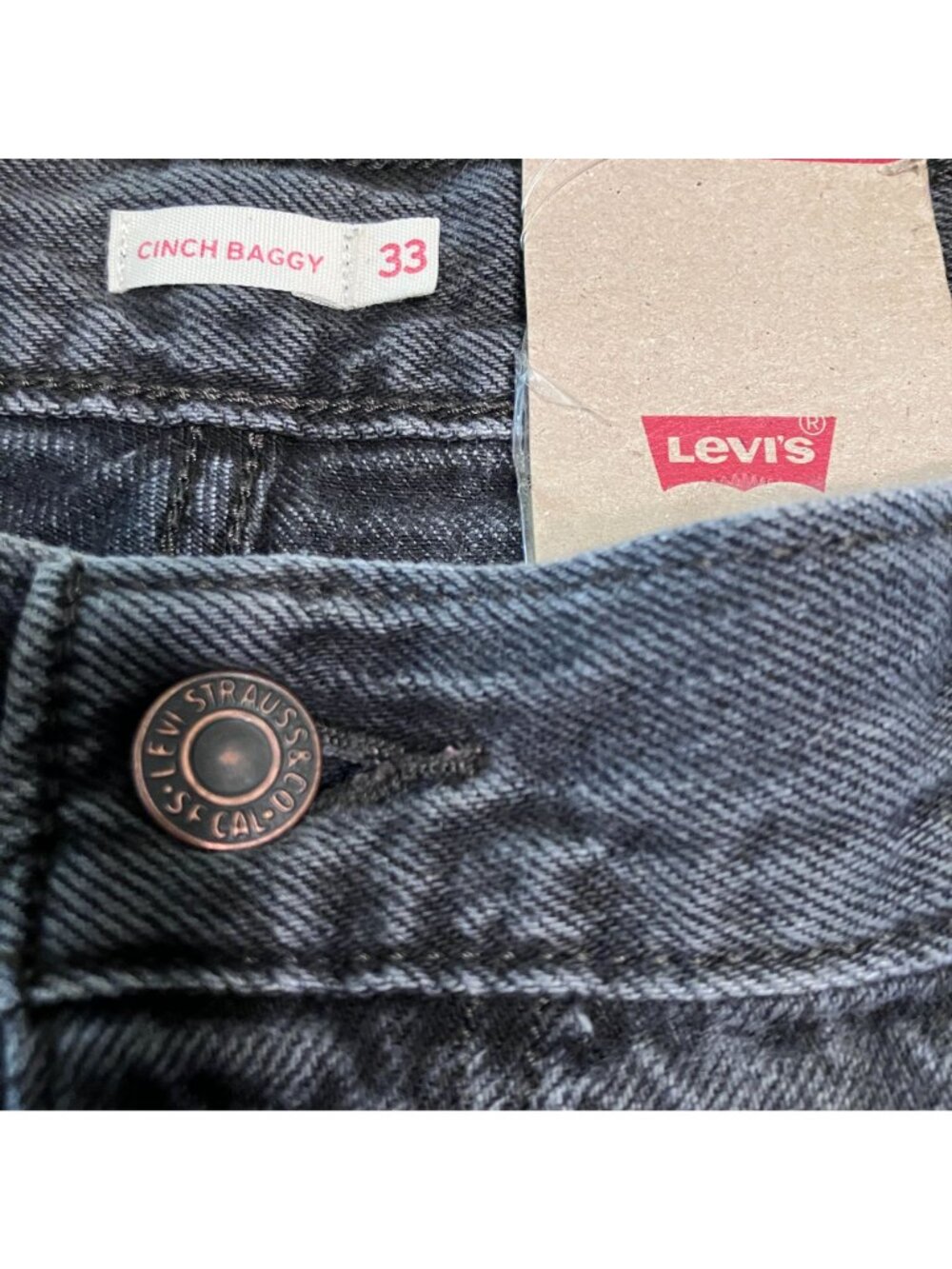 Levi's Womens Cinch Baggy Wide Leg Jeans Size 33 X 26  (US 16) Black AN NWT - Picture 6 of 12